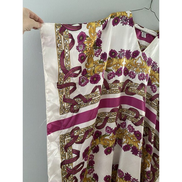 Vintage Winlar Caftan OS Kaftan Ribbon Floral Maxi Dress Boho Beach Mrs Roper - Picture 6 of 14